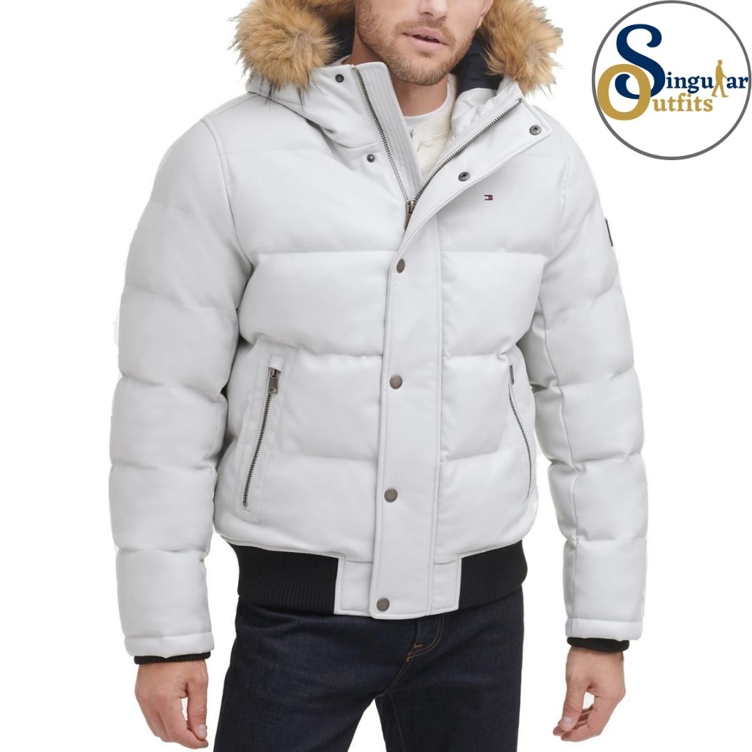 Chamarra Fina de Hombre TM-150AU263 Ice Singular Outfits Tommy Hilfiger Quilted Snorke PU Men's Jacket Front