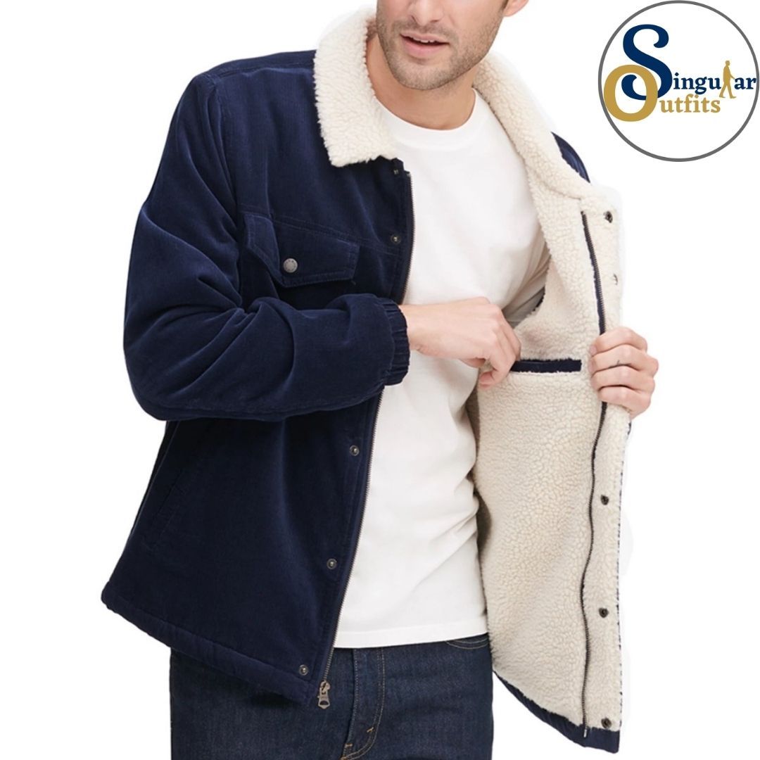 Chamarra Fina de Hombre TM-LM8RC530 Navy Singular Outfits Faux Wool Men's Jacket Inside