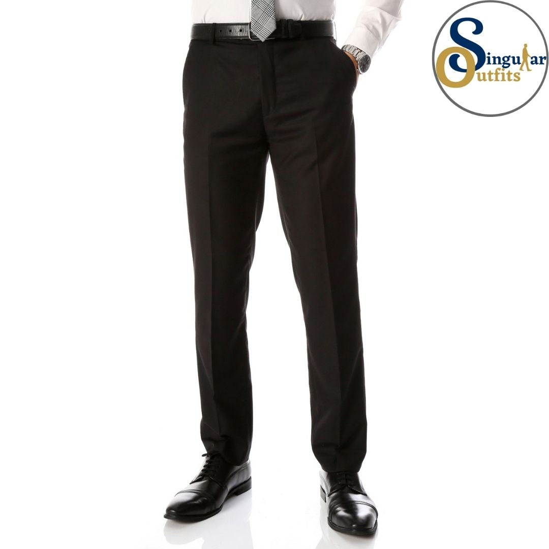 HALO Slim Fit Flat Front Formal Dress Pants Black Singular Outfits Pantalones Formales de Vestir 