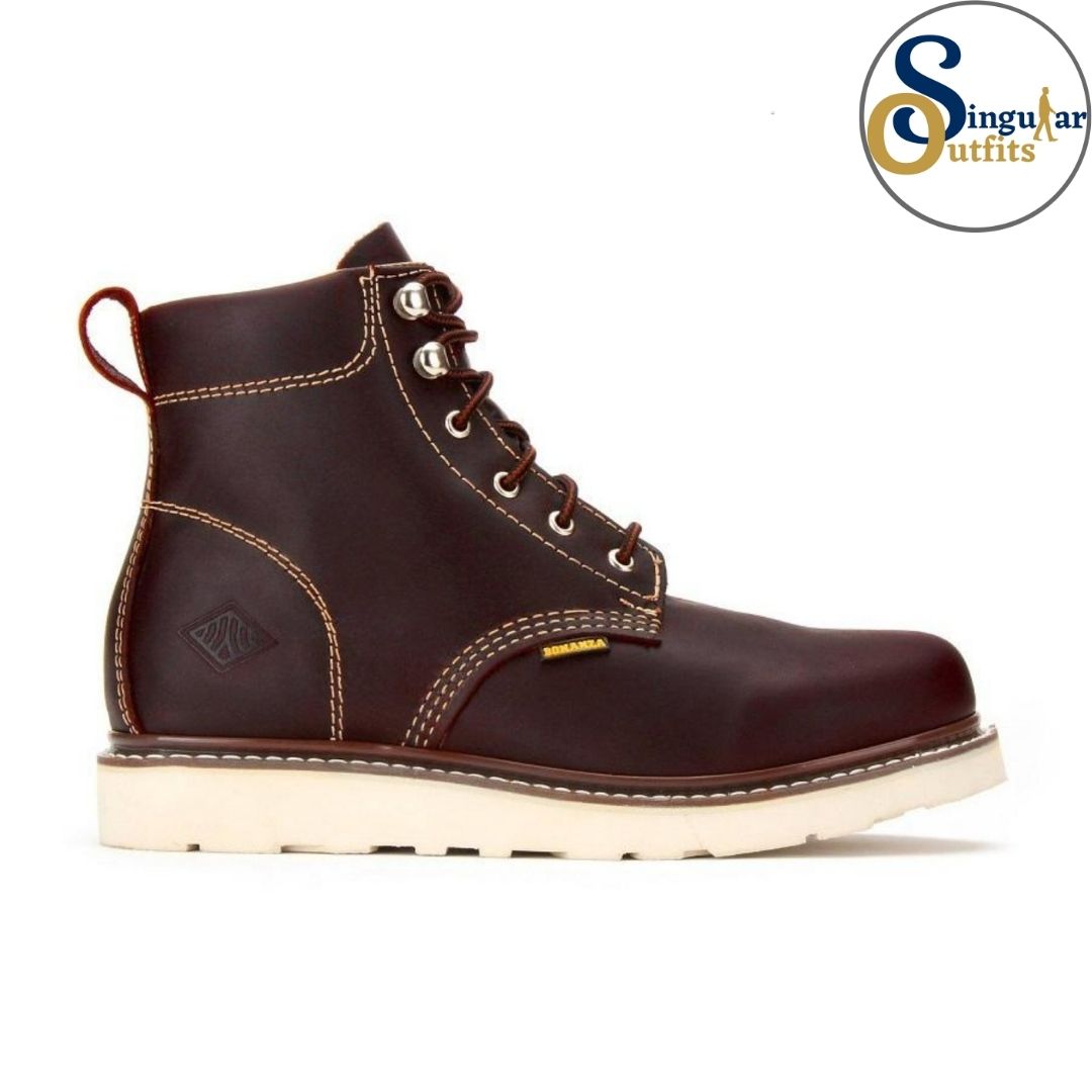 Round Toe Wedge Work Boots SO-BA630 Burgundy Singular Outfits Botas de Trabajo Vino