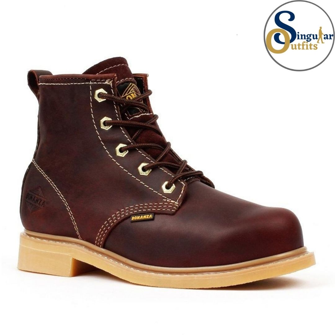 Round Toe Work Boots SO-BA614 Burgundy Singular Outfits Botas de trabajo punta redonda vino